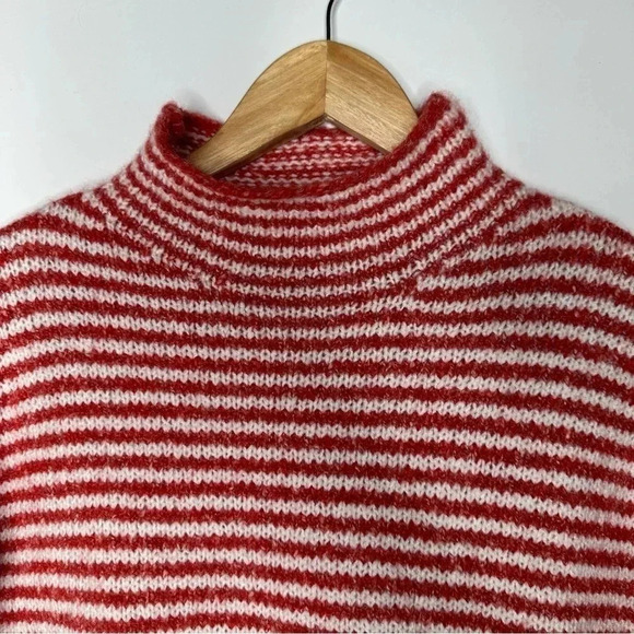Anthropologie Red Stripe Linnea Mock Neck Sweater Size XS - Picture 4 of 11